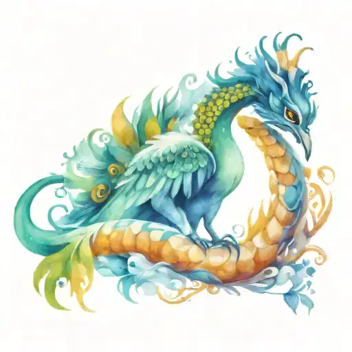 peacock ice dragon tattoo design idea