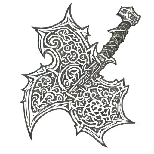 skyrim daedric axe tattoo design idea
