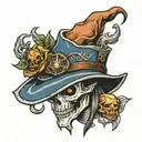 Sheet ghost with skyrim hat  tattoo design idea