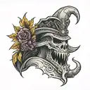 Sheet ghost with skyrim hat  tattoo design idea
