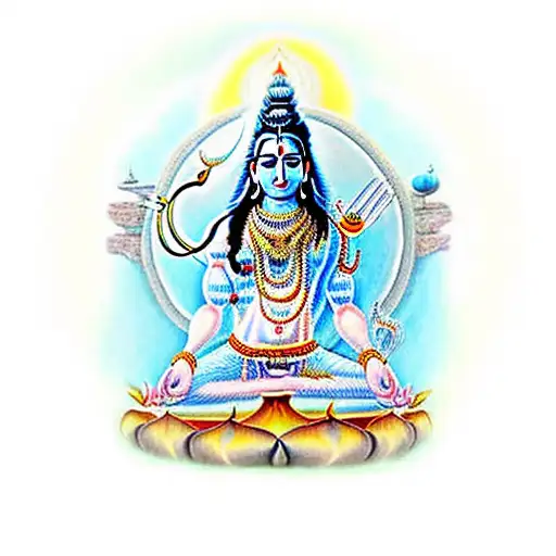 A realistic portrait of Shiva meditating in the Himalayas tattoo design idea