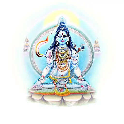 A realistic portrait of Shiva meditating in the Himalayas tattoo design idea