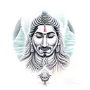 A realistic portrait of Shiva meditating in the Himalayas tattoo design idea