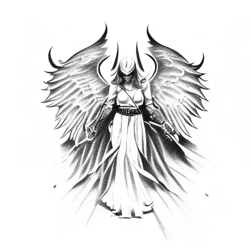 angels fighting demons tattoo design idea