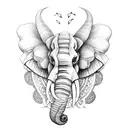 elephant with butterfly wings as ears tattoo design idea