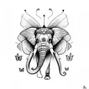 elephant with butterfly wings as ears tattoo design idea