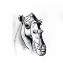 Picasso camel sketch tattoo design idea