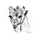 Picasso camel sketch tattoo design idea