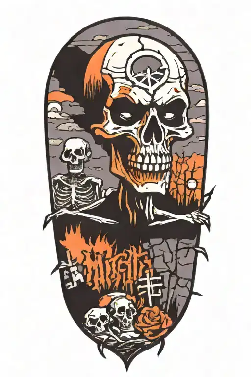 misfits logo with graveyard scene tattoo design idea