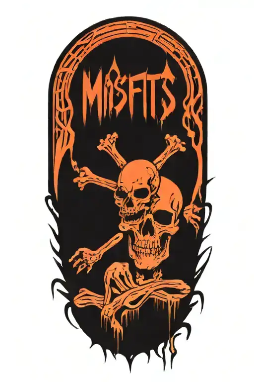 misfits logo with graveyard scene tattoo design idea