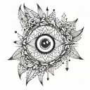 Poinesia on the hand with an eye inside symbolizing tattoo design idea