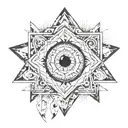 Poinesia on the hand with an eye inside symbolizing tattoo design idea