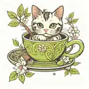 matcha, cafe, cute cat tattoo design idea