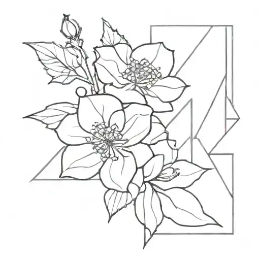scarlet begonia geometrical tattoo design idea