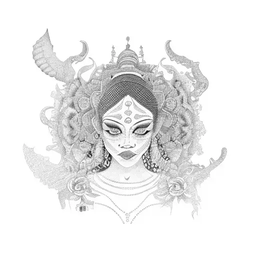 A detailed illustration of Oxalá surrounded by 7 linhas da umbanda tattoo design idea