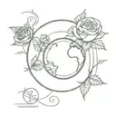 world globe with roses and scottish thistle intertwined tattoo design idea