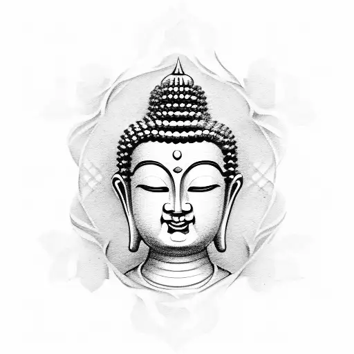 buddha face tattoo line art