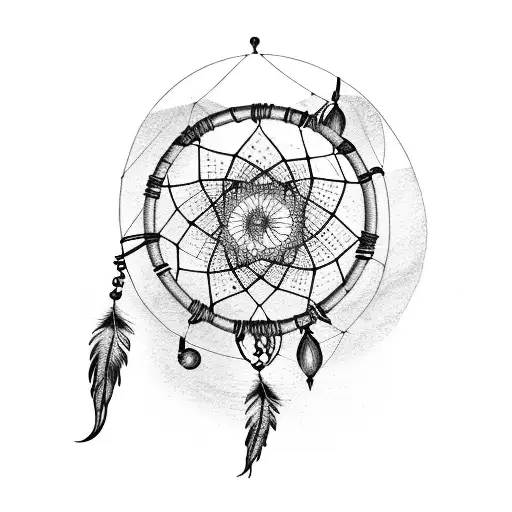dream catcher, fishing, nature, tattoo design idea