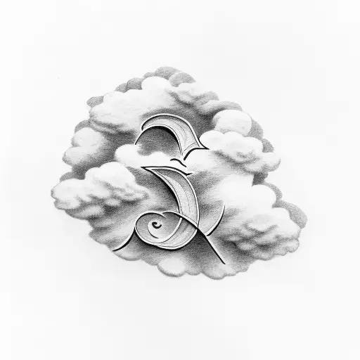 Latin script forming the shape of clouds tattoo design idea