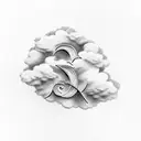 Latin script forming the shape of clouds tattoo design idea