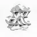 Latin script forming the shape of clouds tattoo design idea