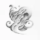 Latin script forming the shape of clouds tattoo design idea