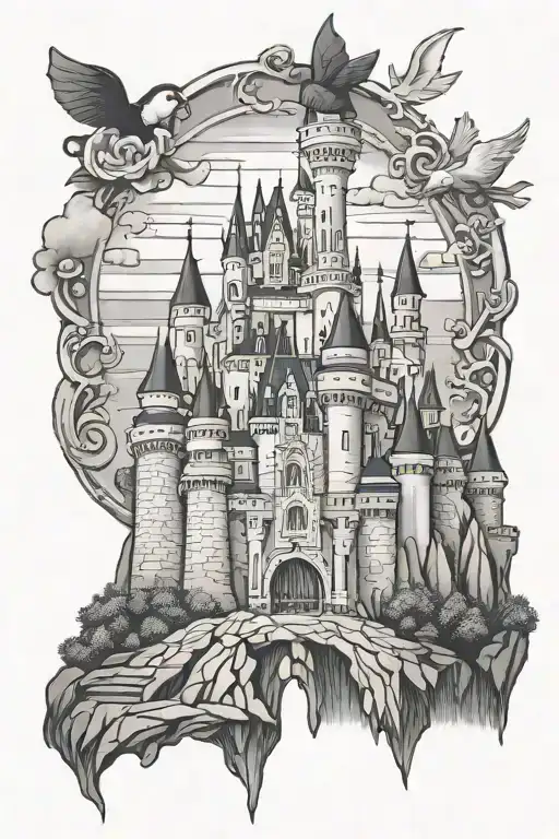 Disney castle  tattoo design idea