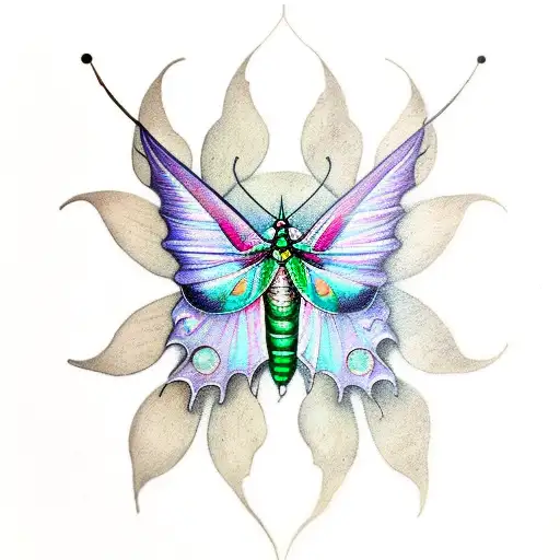 steampunk luna moth tattoo design idea