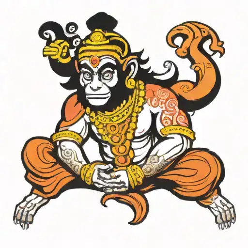 Lord hanuman with modern design with hanuman chalisa tattoo design idea
