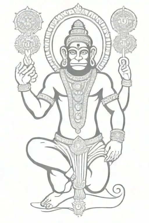 Lord hanuman with modern design with hanuman chalisa tattoo design idea