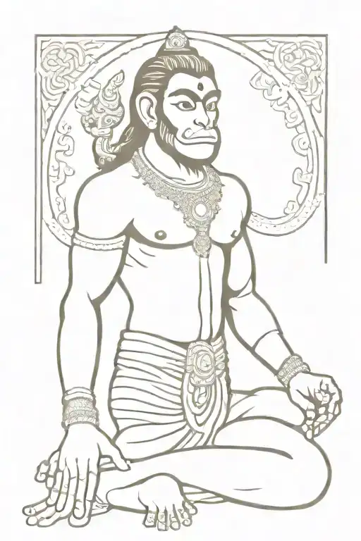 Lord hanuman with hanuman chalisa lines tattoo inspired tattoo design idea