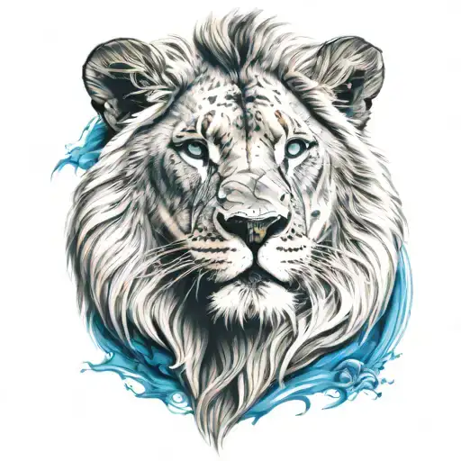 Blue eyes und Lion tattoo design idea