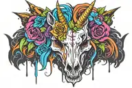 unicorn skull tattoo design idea