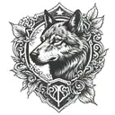 wolf and shield staring tattoo design idea