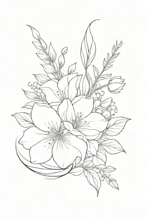 birth flowers January, May, October, and December  tattoo design idea