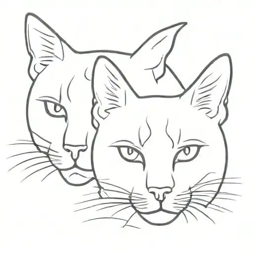 3 cats head outline  tattoo design idea