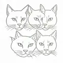 3 cats head outline  tattoo design idea