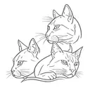 3 cats head outline  tattoo design idea