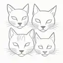 3 cats head outline  tattoo design idea
