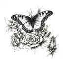 Garden, butterflies fluttering collarbone tattoo design idea