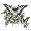 Garden, butterflies fluttering collarbone tattoo design idea