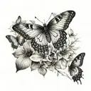 Garden, butterflies fluttering collarbone tattoo design idea