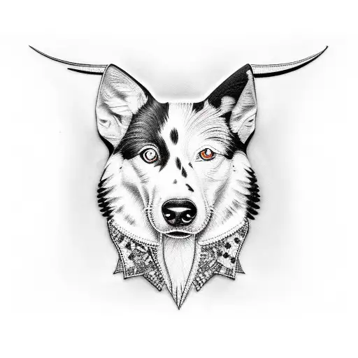 black and white cattle dog tattoo design idea