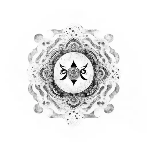 A yin yang symbol made of tiger stripes with delicate flower petals inside tattoo design idea