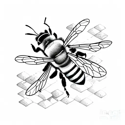 bee fight honeycomb sharp tattoo design idea
