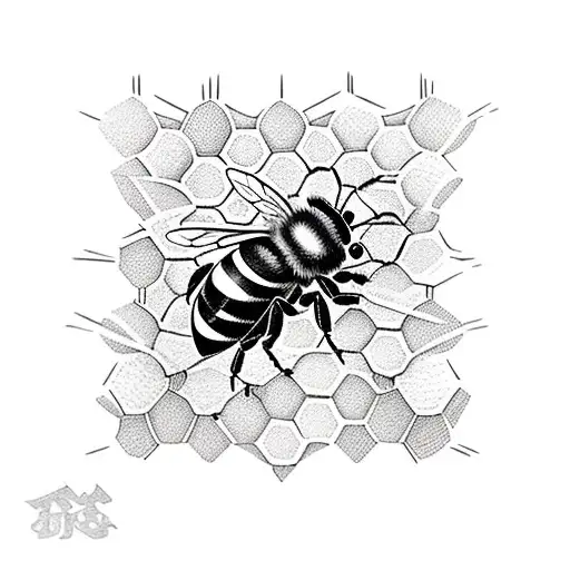 bee fight honeycomb sharp tattoo design idea