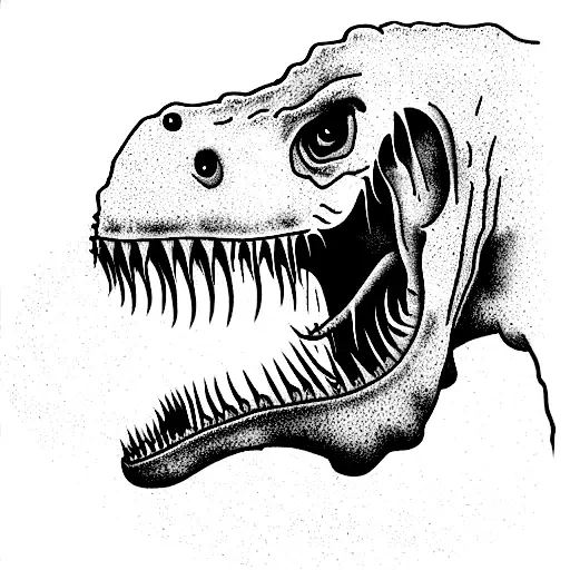 a retard tyrannosaurus with an existential crisis thinking about the meaning of life tattoo design idea