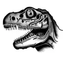 a retard tyrannosaurus with an existential crisis thinking about the meaning of life tattoo design idea