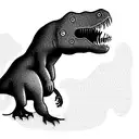 a retard tyrannosaurus with an existential crisis thinking about the meaning of life tattoo design idea