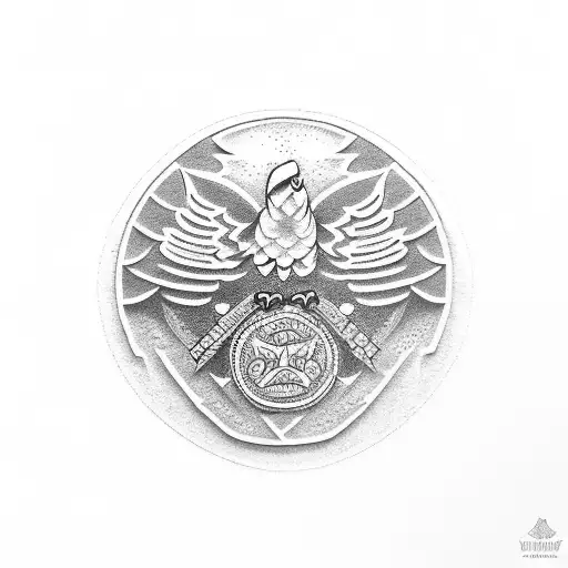 A scout badge with an intricately designed eagle tattoo design idea